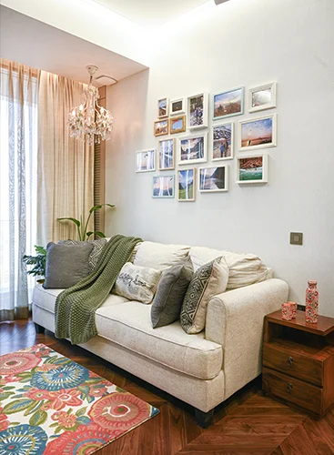 An elegant and modern sofa set with a comfortable design, perfectly complemented by a stylish photo frame by 7 Nirvana