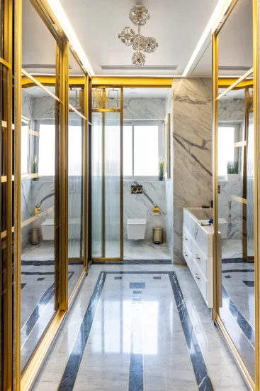 an aesthetic bathroom interior by 7Nirvana showcases stylish fixtures and sleek design.