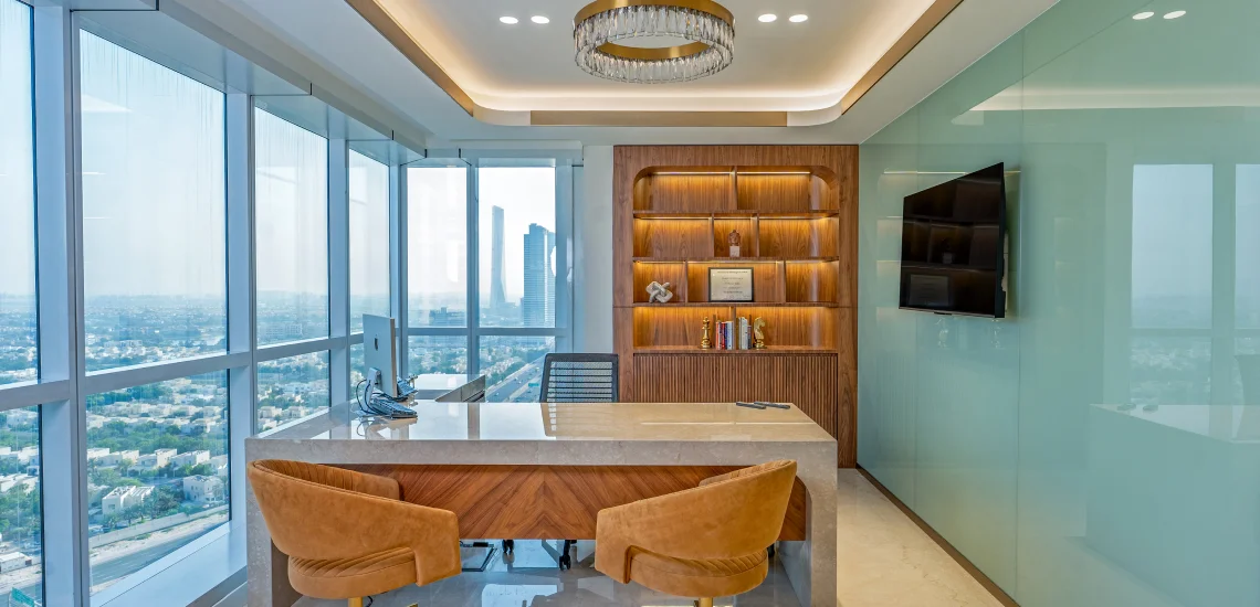 a stylish and modern office interior designed by 7Nirvana.